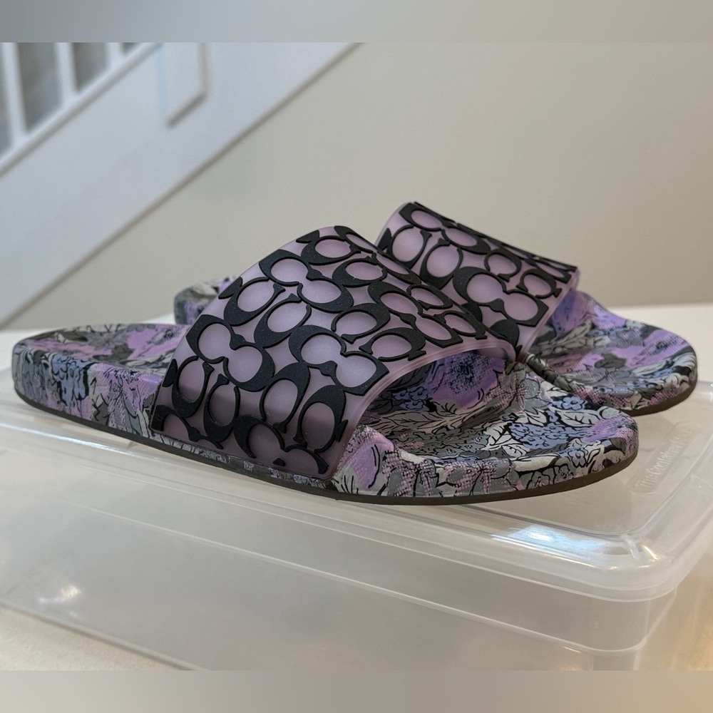 Coach Purple Slide Sandals with Signature Design